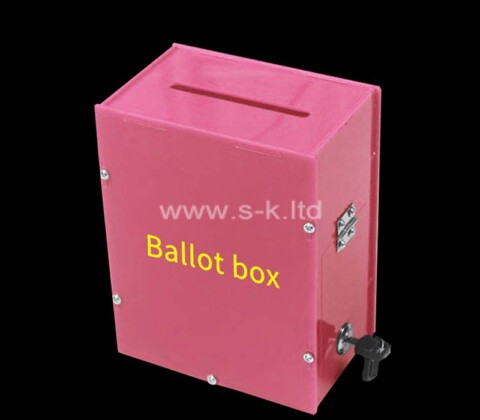 Custom pink acrylic lockable ballot box