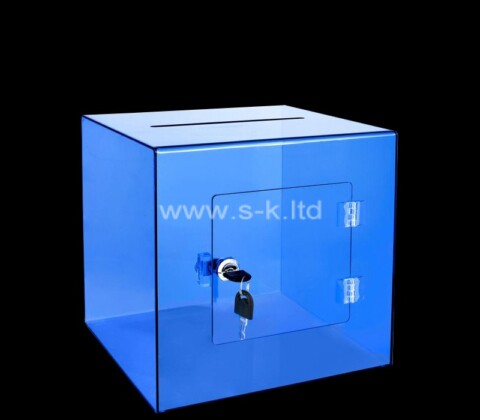 Custom translucent blue acrylic election box with lock key