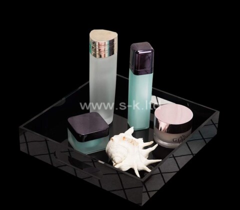 Custom black acrylic skincare beauty organizer tray