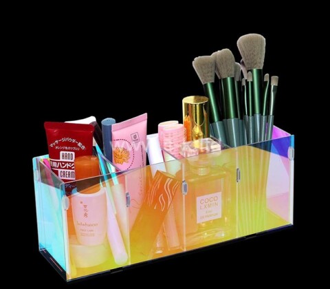 Custom acrylic 4 compartments skincare makeup brush holders