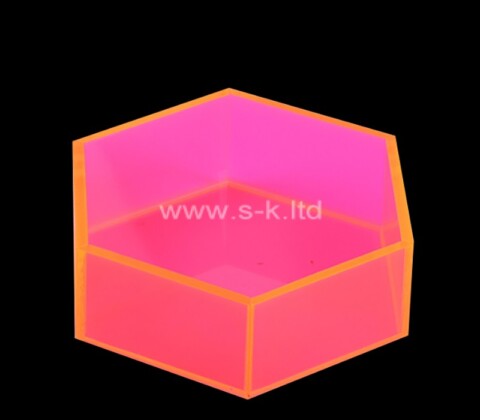 Custom pink acrylic hexagon skin care storage box