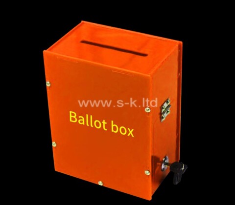 Custom orange acrylic voting box with lock