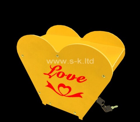 Custom heart shape acrylic charity box with lock