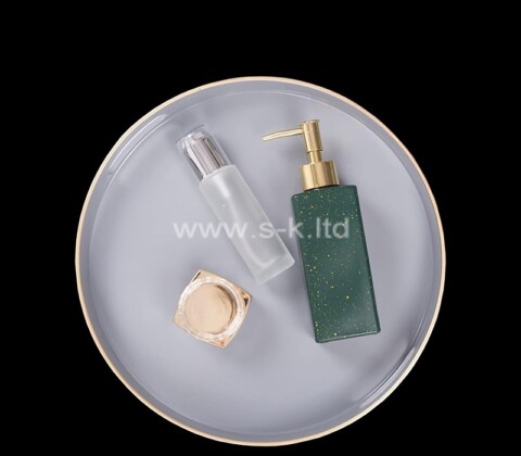 Custom round grey acrylic skincare organizer tray