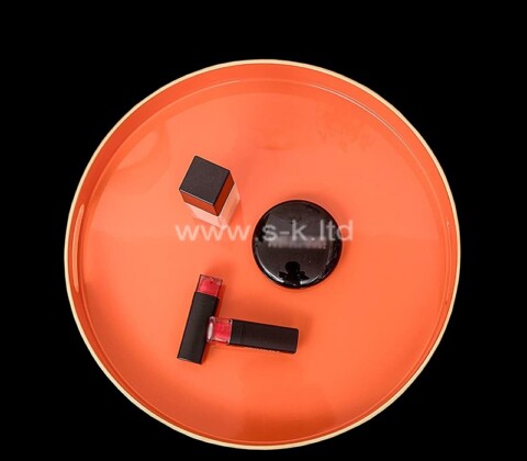 Custom round orange acrylic beauty items organizer tray