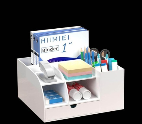 Custom white acrylic desk 7 compartments organizer