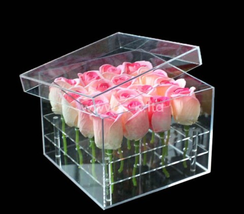 Custom clear acrylic rose flower gift box with lid