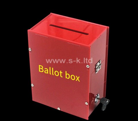 Custom red acrylic ballot box with lock