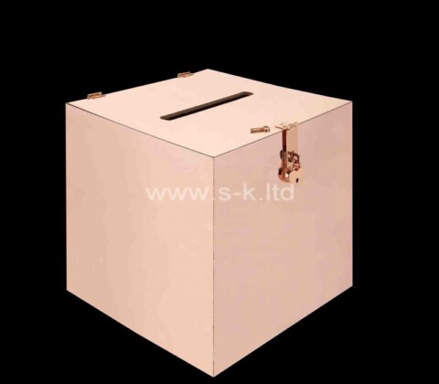 Custom pink acrylic suggestion box with lock