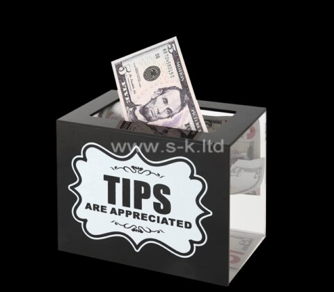 Custom clear black acrylic tip collection box