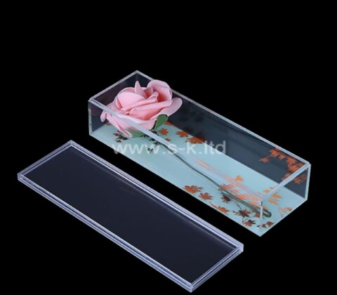 Custom plexiglass flower rose gift box with lid