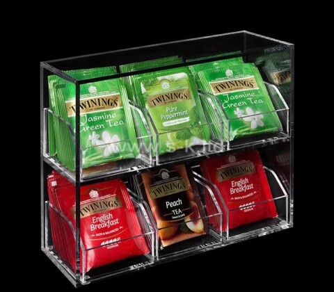 Custom 8 compartment acrylic tea storage box