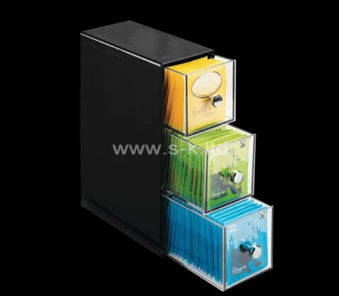 Custom acrylic tea bag 3 drawers box