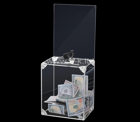 Custom acrylic donation collection box with slot
