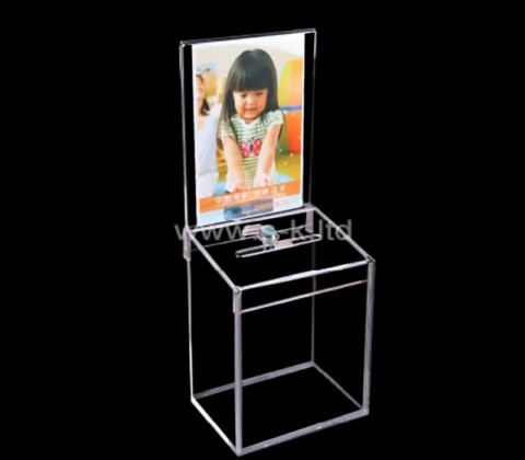Custom acrylic charity collection box with slot