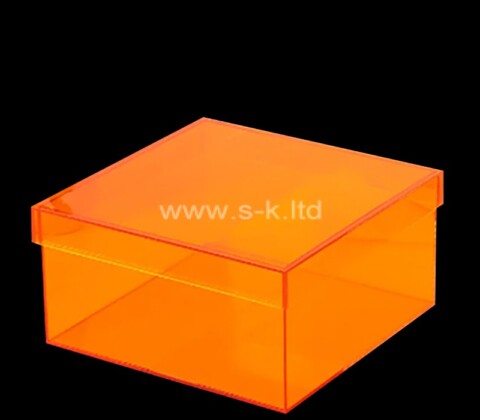 Custom translucent orange acrylic tea bag storage box with lid