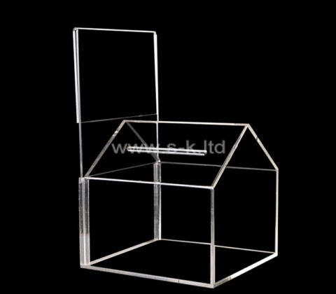 Custom acrylic money collection box with sign and lock