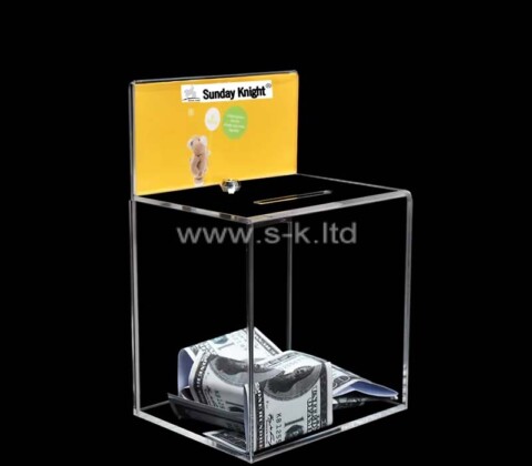Custom acrylic money collection box with slot
