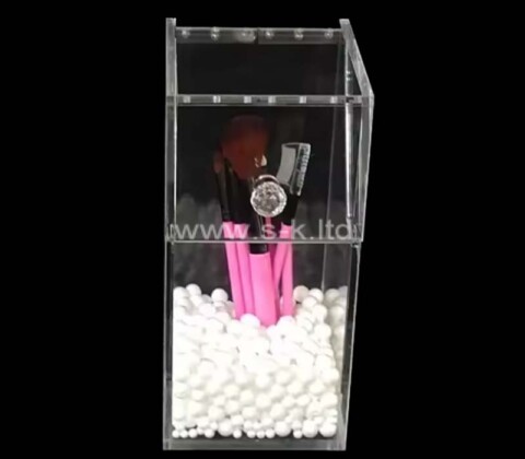 Custom acrylic beauty brushes storage box with lid