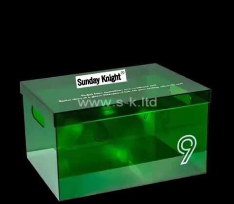Custom translucent green acrylic storage box with lid