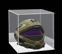 Casque anti-poussière acrylique personnalisé vitrine LED
