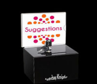 Custom acrylic suggestion box with sign holder