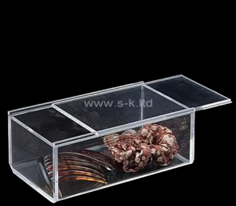 Boîte de présentation à couvercle coulissant étroit en acrylique
