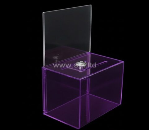 Boîte à suggestions personnalisée en acrylique avec porte-enseigne