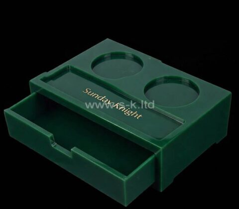 Custom acrylic hotel cup service tray with drawer