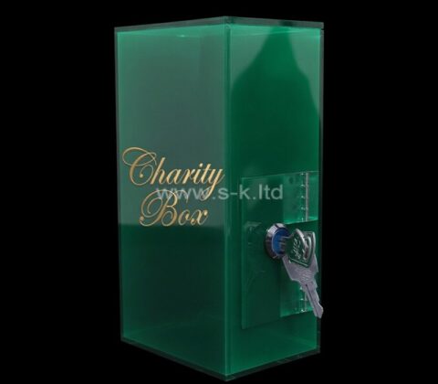 Scatola per donazioni di beneficenza alta in plexiglass personalizzata