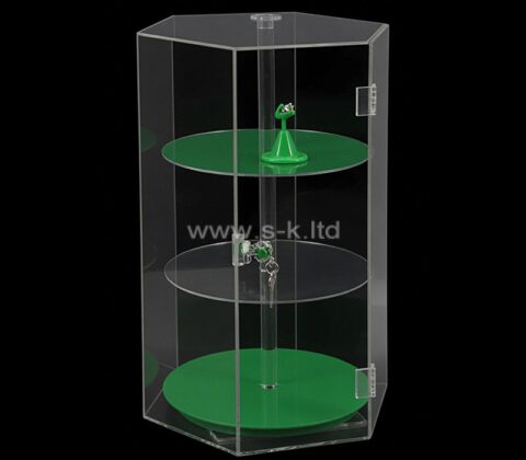Vitrina hexagonal acrílica a medida con cerradura