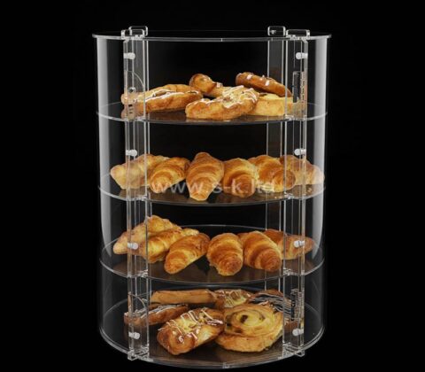 Custom acrylic oval 4 tiers bread showcase