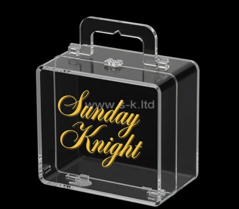 Scatola per caramelle a forma di valigia in plexiglass personalizzata con maniglia