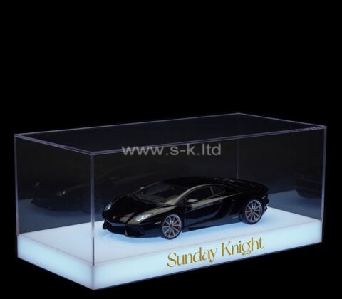 Caja expositora acrílica personalizada con iluminación para maquetas de coches