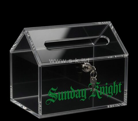 Individuelle Plexiglas-Spendenbox in Form eines Hauses