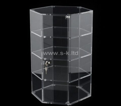 Custom acrylic hexagon 4 tiers locking storage cabinet
