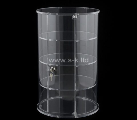 Custom acrylic round 4 tiers locking storage cabinet