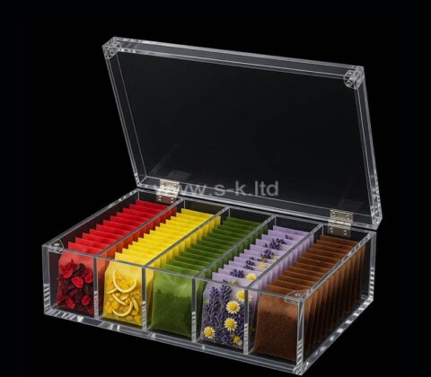 Caja de plexiglás personalizada con tapa para 5 bolsitas de té