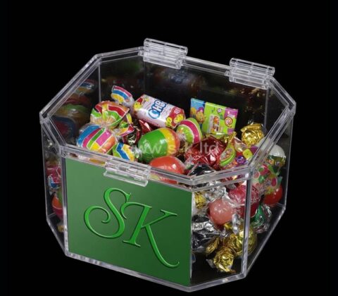 Caja octogonal de plexiglás para caramelos con tapa
