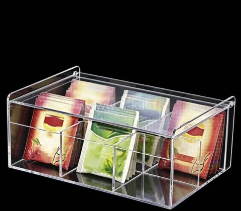 Caja de plexiglás multidivisores a medida para bolsas de té