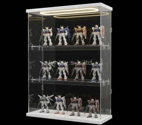 Custom model acrylic 3 tiers collectibles illuminated display cabinet