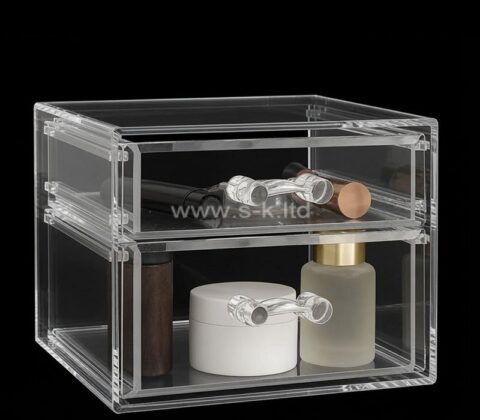 Maßgefertigte Kosmetik- und Hautpflegebox aus Acryl mit 2 Schubladen