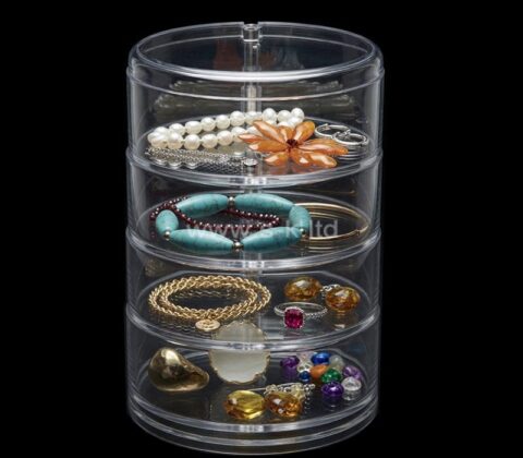 Custom acrylic 4 tiers rotating jewelry storage box