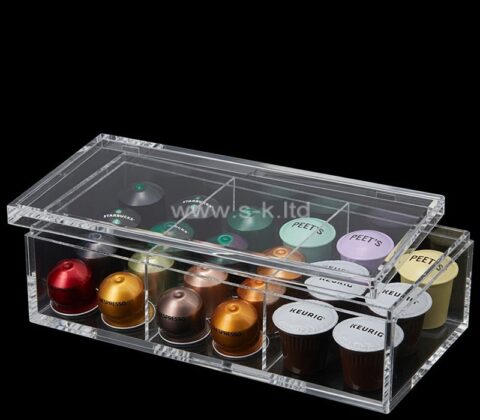 Custom acrylic 3 section coffee pods box