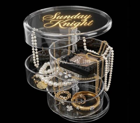 Custom acrylic multi tiers rotating jewelry organizer