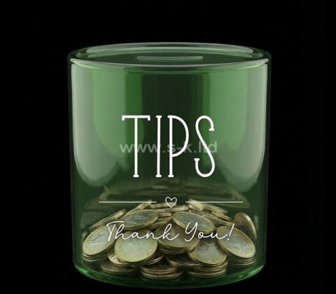 Custom round acrylic coffee shop tips collection box