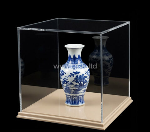 Custom acrylic blue and white porcelain vase display case