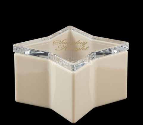 Caja de almacenamiento de acrílico con forma de estrella y tapa, hecha a medida