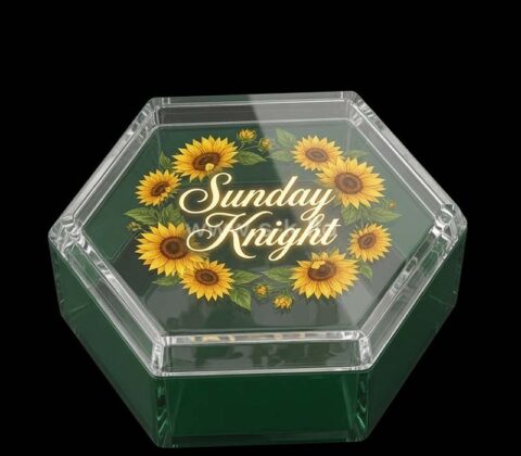 Coffret cadeau hexagonal en acrylique sur mesure avec couvercle