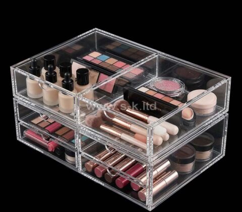 Custom acrylic dressing table 6 drawers skincare cosmetics box